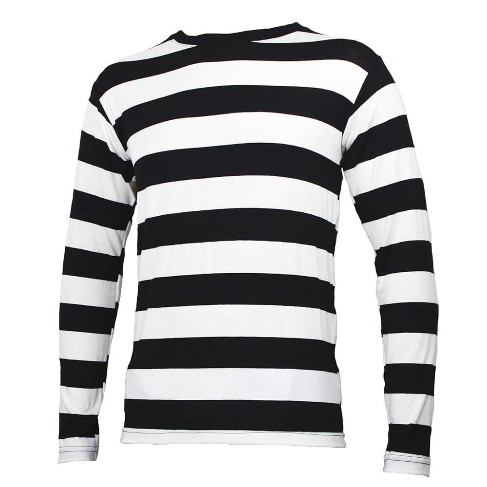 Largemouth Striped Long Sleeve Shirt Black and White (Small